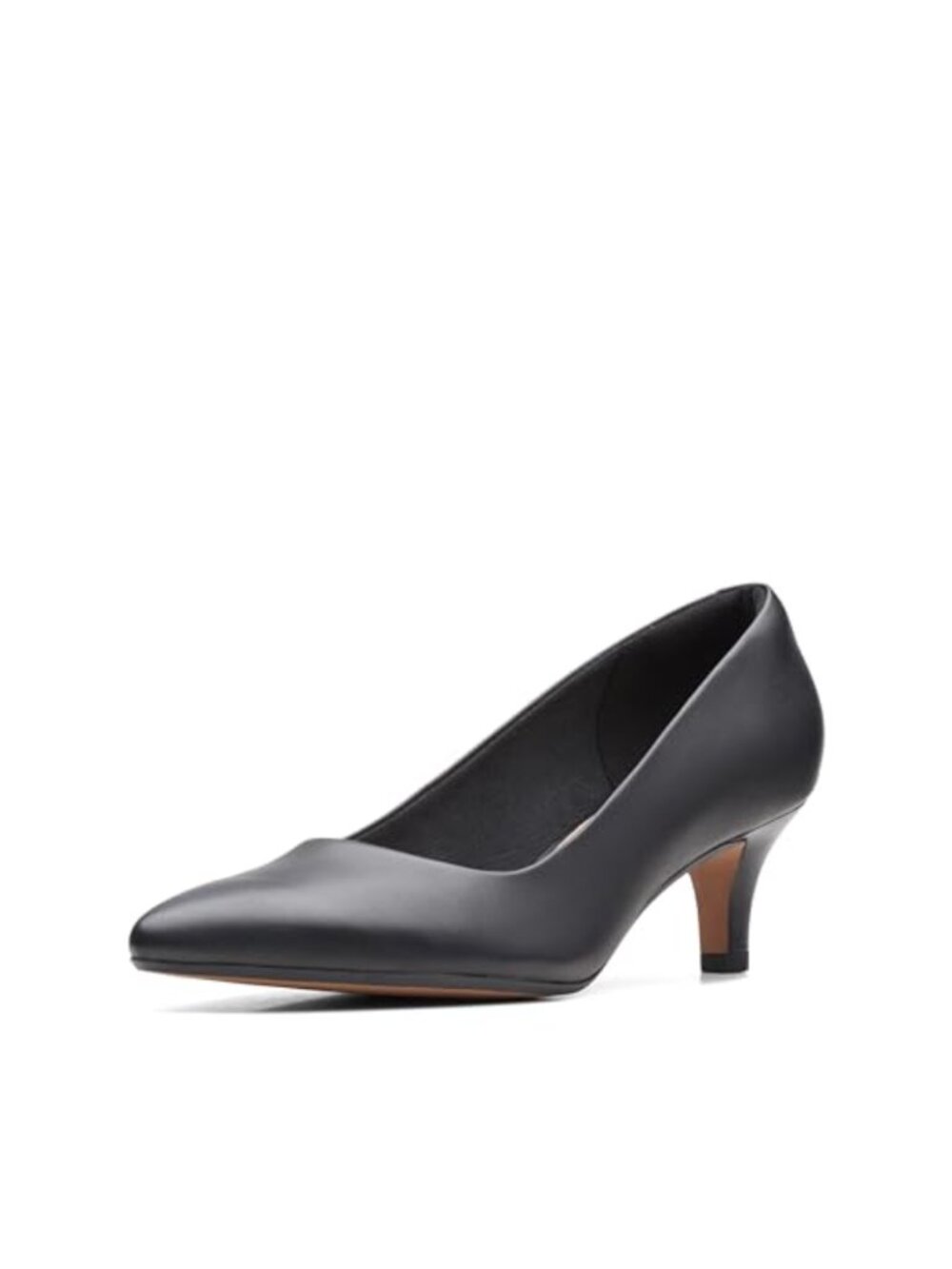 Women's Leather Pointed Toe Kitten Heel Pumps Business Casual Comfortable
